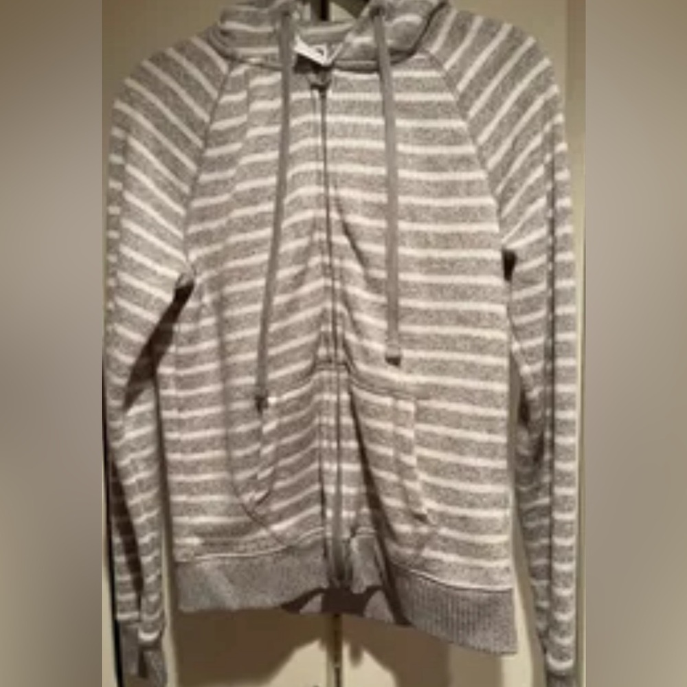 LS-61 Live Love Dream Hoodie Hooded Sweater Zipper Large (L) Grey Stripe